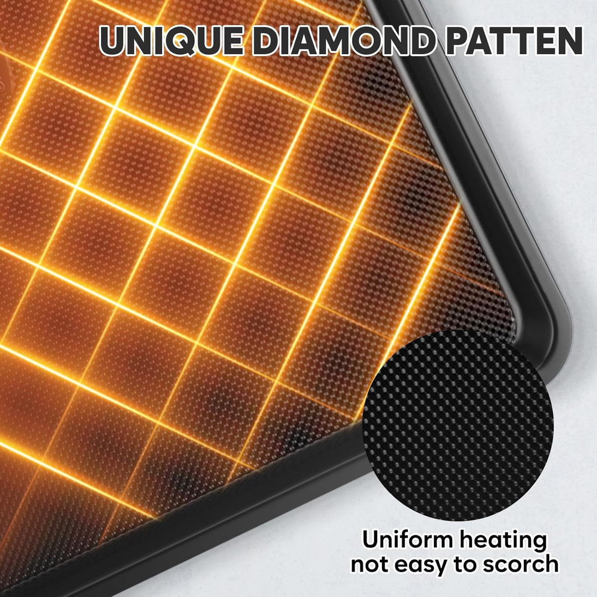3 Pack Baking Sheet Pan Set - Heavy Duty Nonstick Cookie Sheets | 0.8mm Thick, Diamond Texture