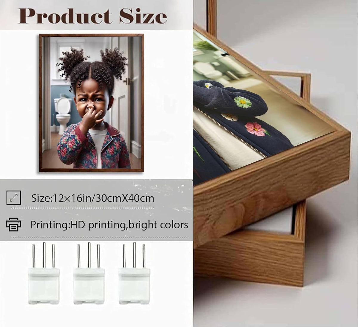 Regine Switzerland Funny Black Kids Bathroom Wall Art - 2Pcs Canvas Prints for Humorous Decor