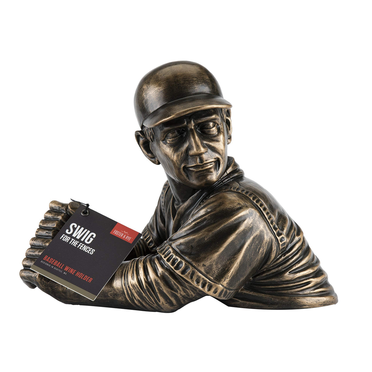 Foster & Rye Baseball Wine Holder - Single Wine Bottle Holder Baseball Player - Funny Wine Holder - Holds 1 Standard Wine Bottle Set of 1