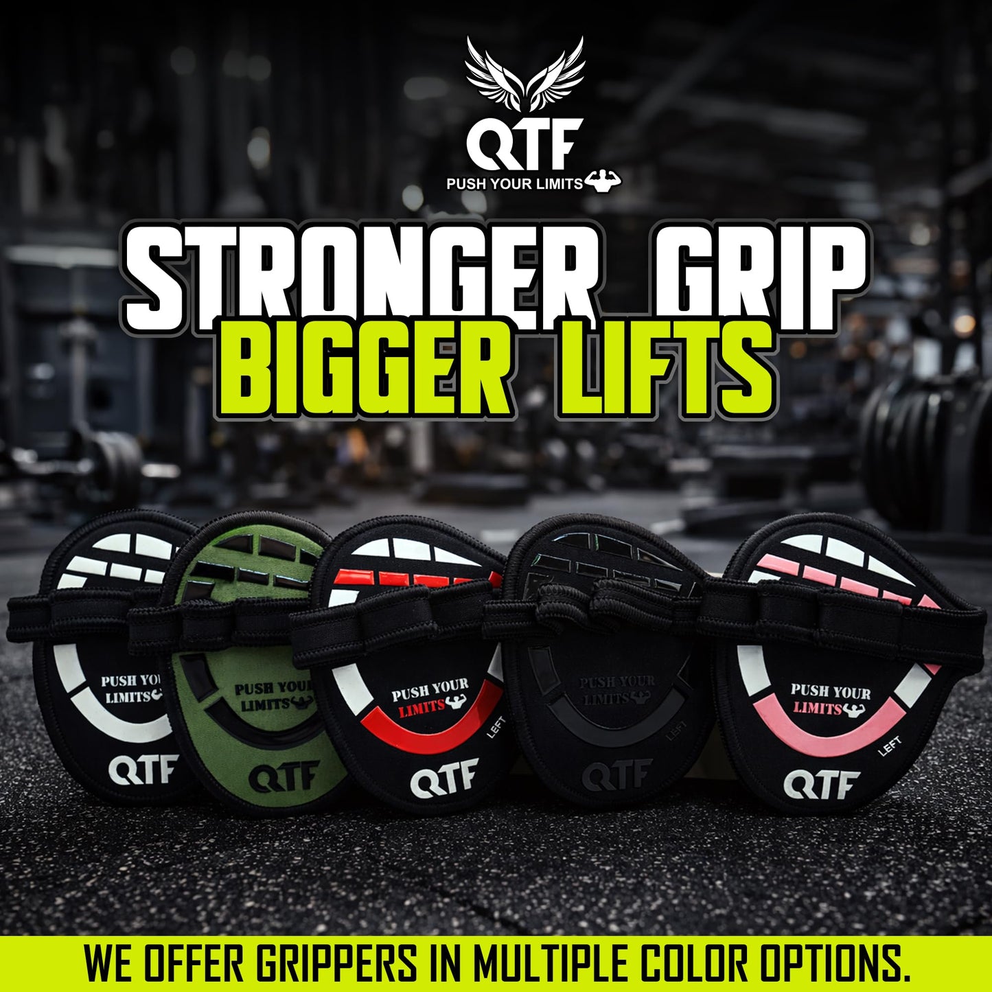 QTF Lifting Grips for Weightlifting Rubber Gloves Gym Palm Protector Grip Pads Replacement of Workout Gloves for Men & Women - Pads for Gym Weightlifting, & Pull Ups (Grey)