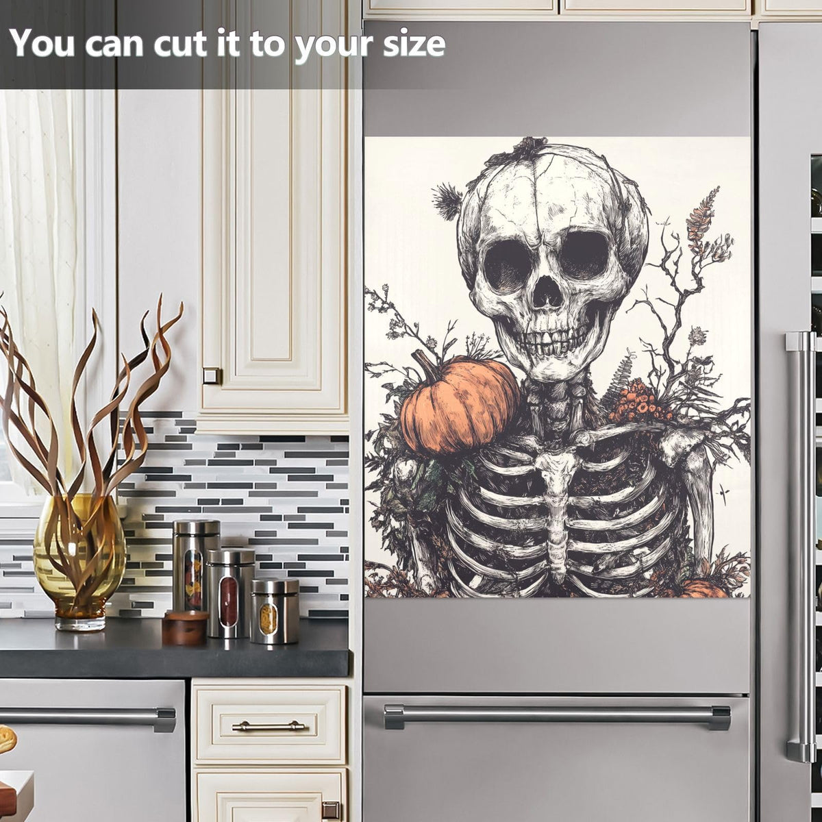 ALAZA Halloween Pumpkins Skeleton Dishwasher Magnet Cover Magnetic Refrigerator Magnet Cover Fridge Sticker Home Kitchen Decor,23 x 26 inch