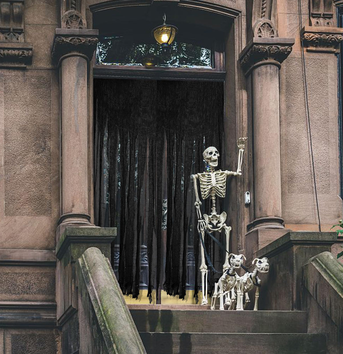 Sfcddtlg 2 Pcs Halloween Black Doorway Curtain- 85 x 59 Inch Extra Large Creepy Door Curtain Decorations- Scary Spooky Cloth for Halloween Party Haunted House Decoration