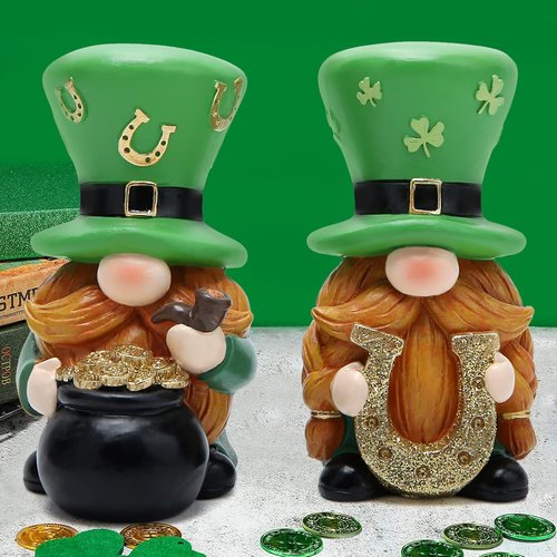 Hodao St. Patrick's Day Gnomes - 2 PCS Green Elf Table Ornaments | Festive Home Decor