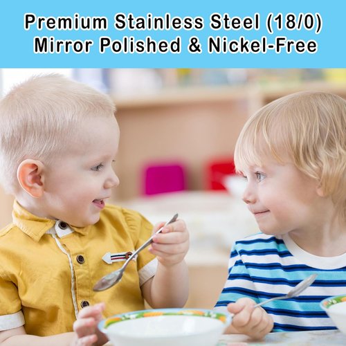 Chillout Life Stainless Steel Kids Silverware Set - 6-Piece Child Safe Utensil Set | Includes 3 Spoons & 3 Forks