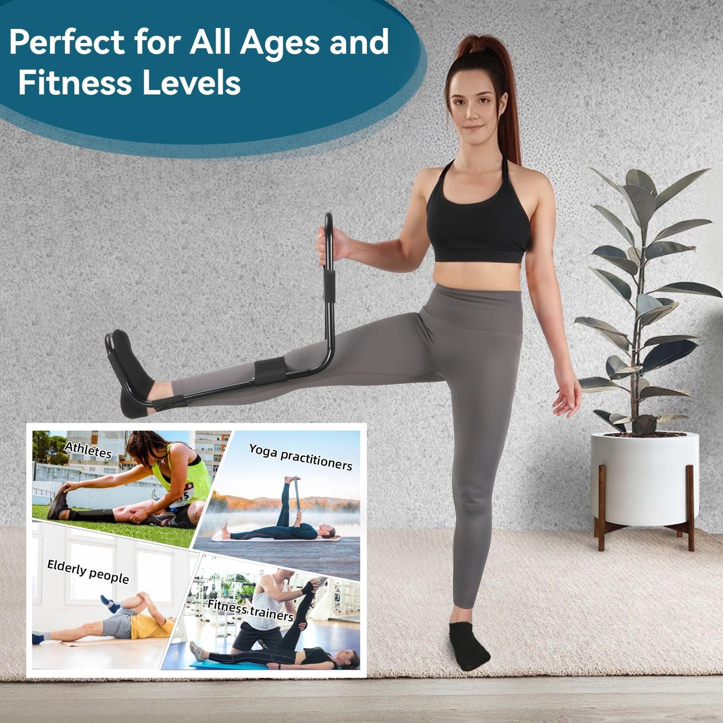 Hamstring Stretcher, Knee Extension Device, Lower Back, Hip & Calf Stretching