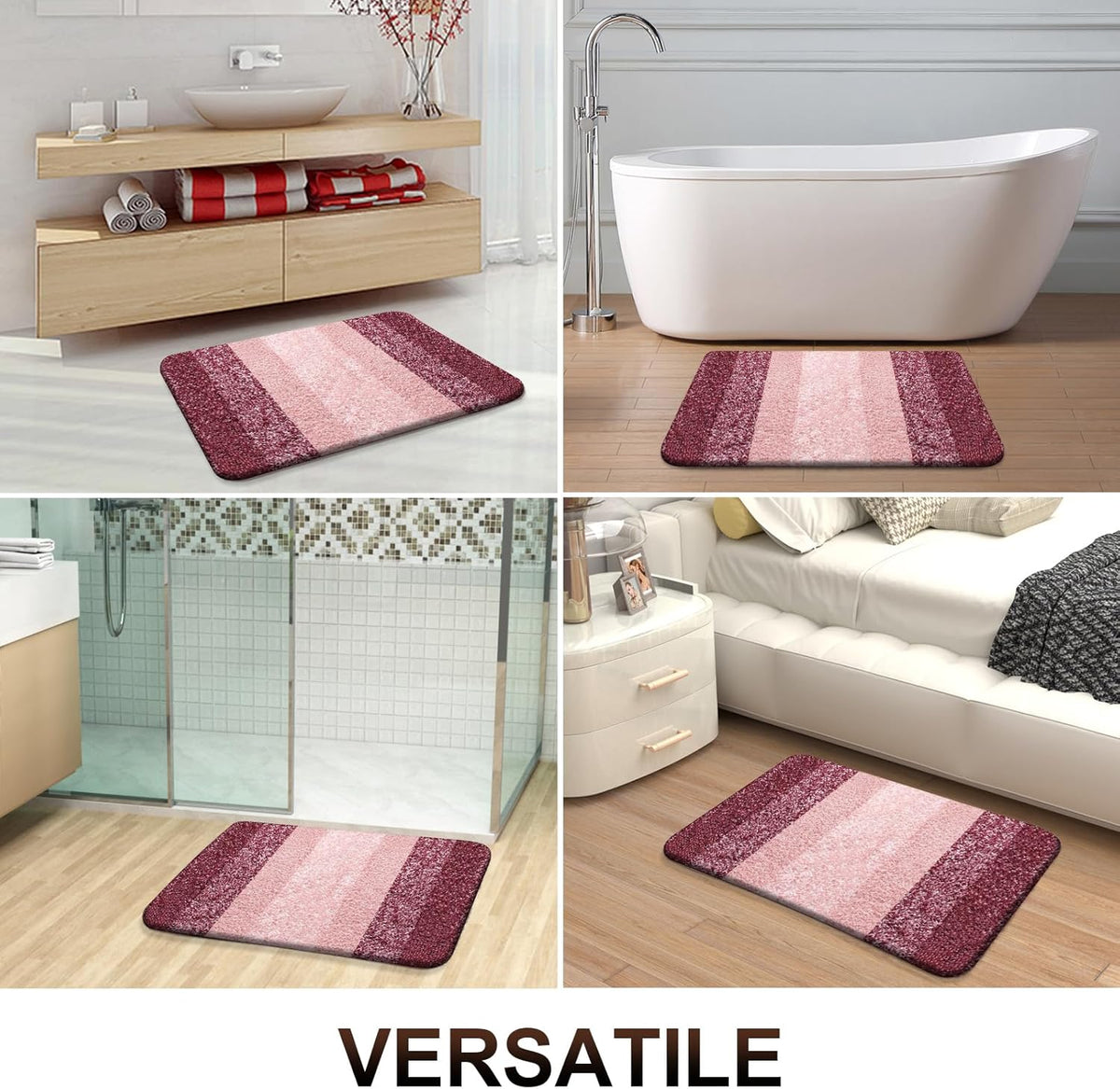 OLANLY Luxury U-Shaped Toilet Rugs - Extra Soft, Absorbent Microfiber Bath Mat, 24x20, Red