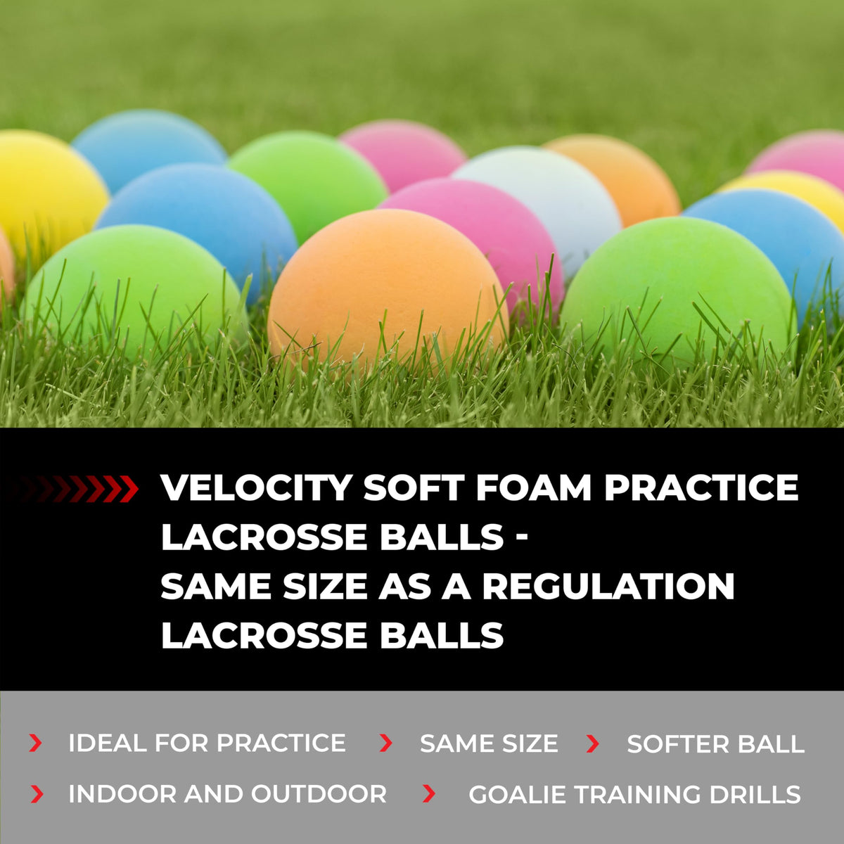 Velocity Soft Foam Practice Lacrosse Balls for Youth, Lacrosse Soft Training Balls for College and High School Beginners, Indoor Practice Soft Lacrosse Balls Official Size - Yellow, 6