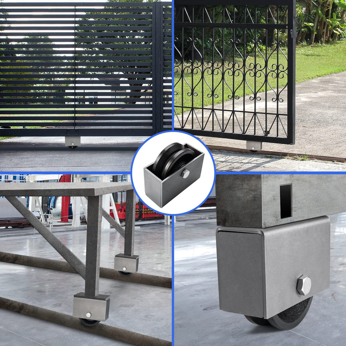 Handsammu 4"x 1.5" V-Groove Wheel with Box - cast Iron Wheel,Capacity up to 600 Lb. Use for Slide Gate,Rolling Door with V-Track(1 Wheel with Box)