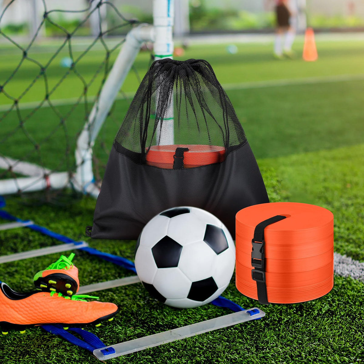 Silipull 24 Pcs 6 inch Flat Cones Spot Markers Non-Skid Floor Hole Soccer Cones Field Court Spot Markers Flat Discs Soccer Training Equipment for Football Sports Speed Agility Practice (Orange)