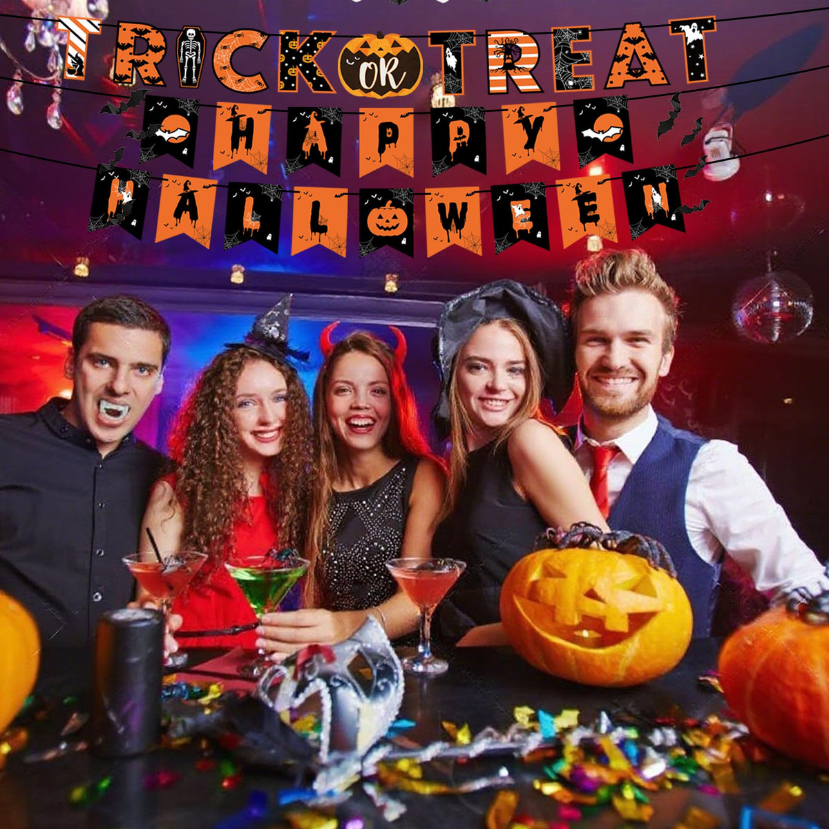 18 Pcs Halloween Party Decorations, Reusable Halloween Decor Indoor, Decorations Kit Included Happy Halloween Banner, Trick or Treat Banner, Ghost Pumpkin Ceiling Hanging Swirls Streamers