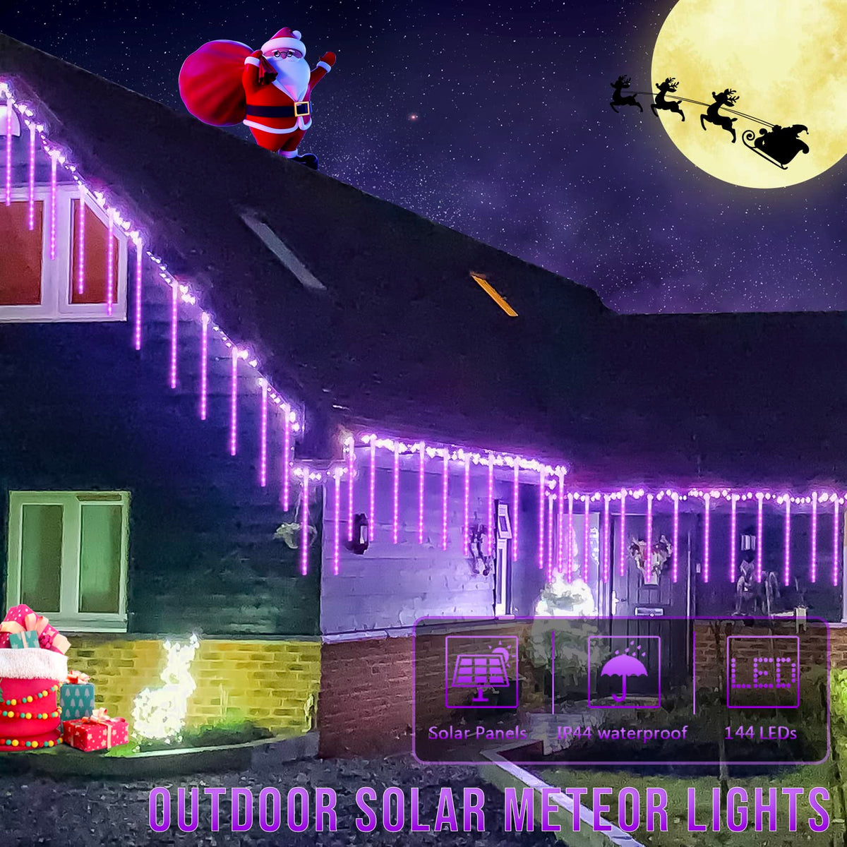 JMEXSUS Solar Halloween Lights Outdoor Purple Solar Lights