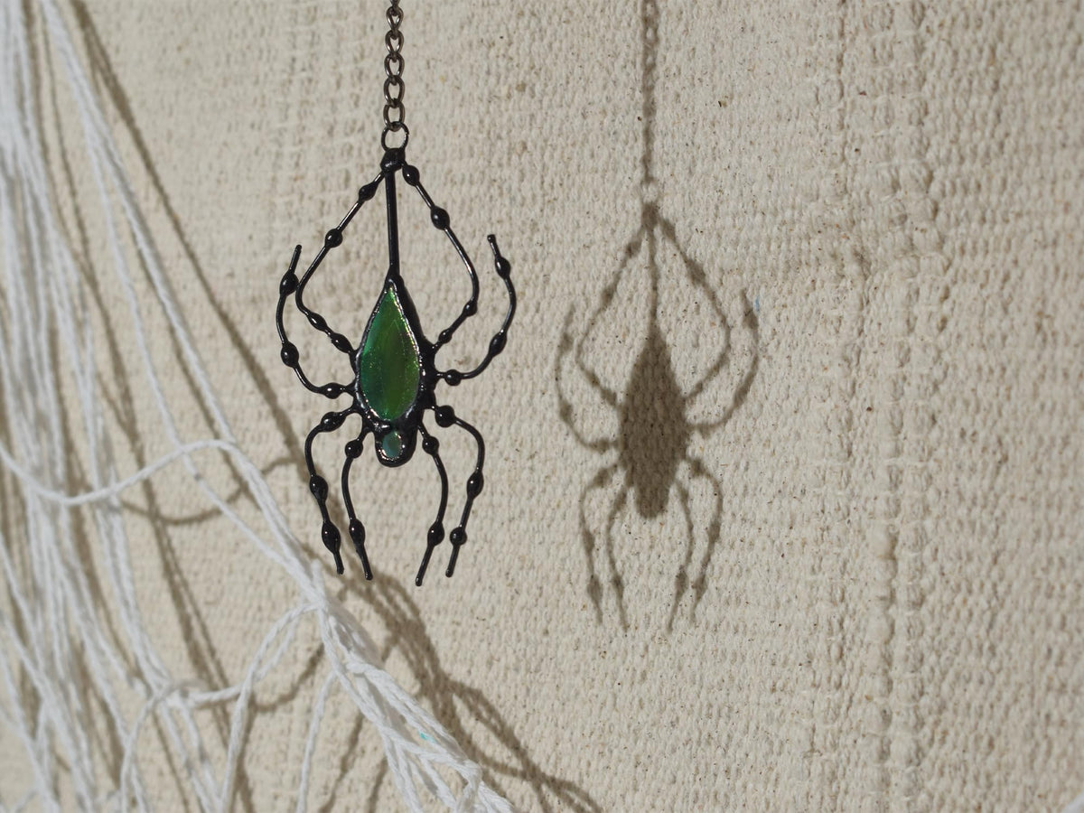 Velasyart Stained Glass Spider Web Suncatcher - Gothic Window Suncatcher Decor