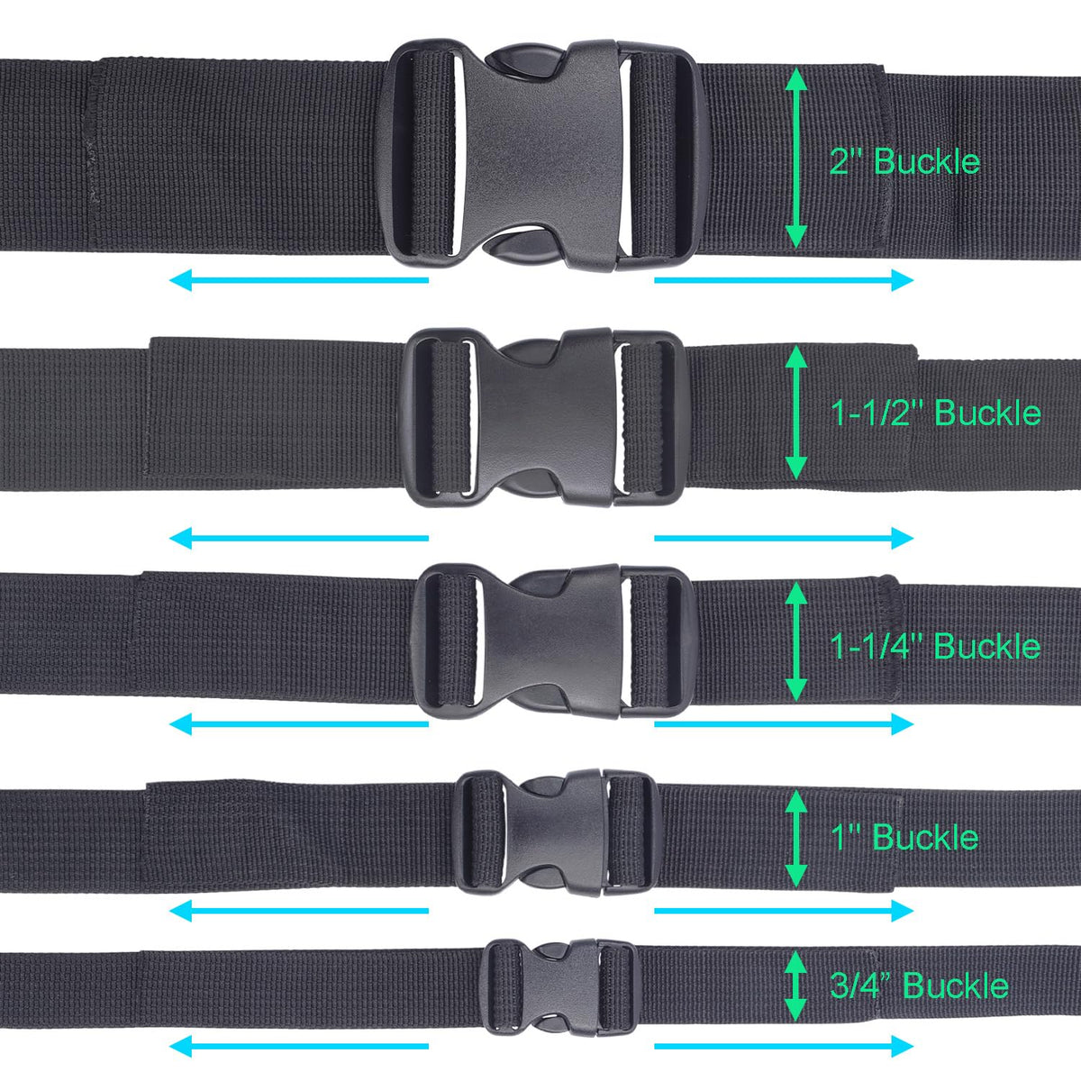3pcs 1" Inner Dia. Plastic Buckles for Strap Replacement, Quick Side Release Buckles Outdoor Camping Backpack Clips for Dog Collar Nylon Webbing Belt Clip Dual Adjustable