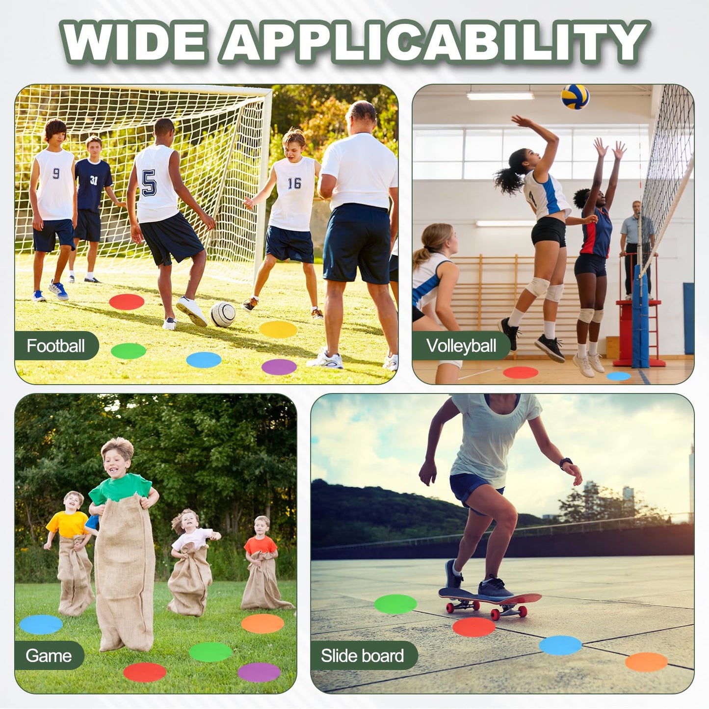 YELARXI Spot Markers for Agility Dot, Non-Slip Poly Spots Floor Dots Flat Field Soccer Training Equipment 9 in & 8 Pcs & Yellow -Fitting for (Gym/Sports/Training/PE Games/Dance)