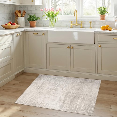 HAOYUNLAI Entryway Area Rug - Soft Abstract Design | Washable Non-Slip Carpet for Kitchen & Bedroom (2x3, Beige/Cream)
