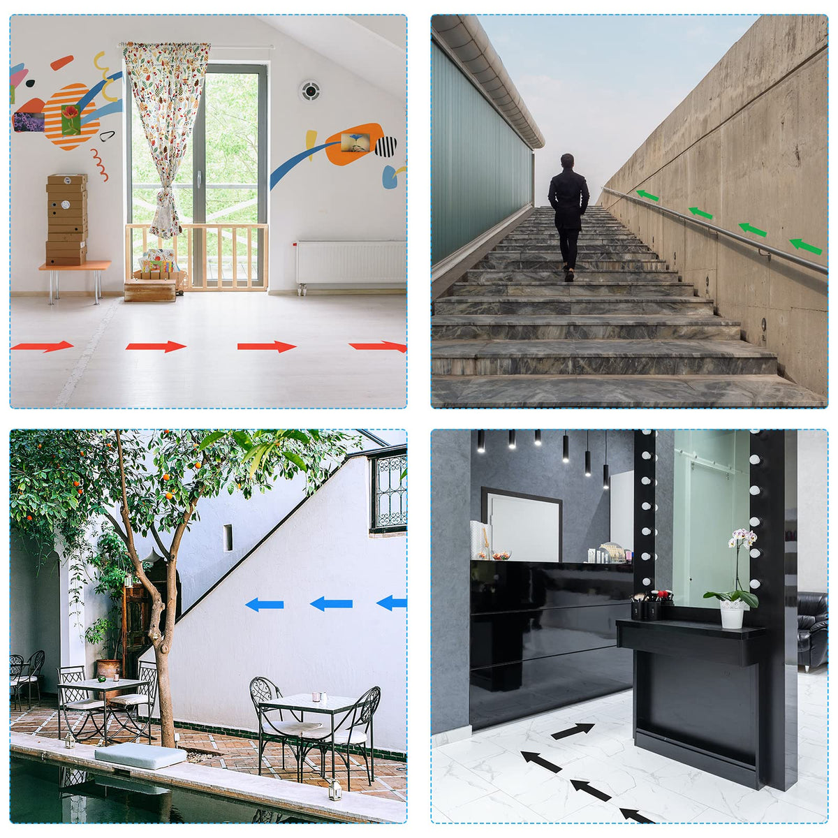 PATIKIL Arrow Sticker 4 Inch, 6 Sheet Directional Sign PVC Adhesive Removable Floor Decal for Floor Wall Marking, Black