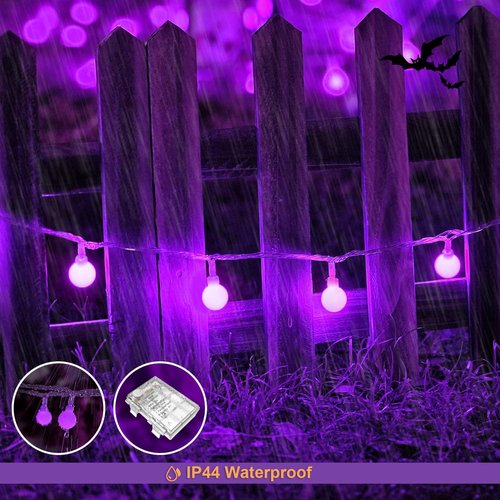 JMEXSUSS 100 LED Purple Globe String Lights - 33ft Battery Operated Fairy Lights with Remote for Indoor/Outdoor Decor