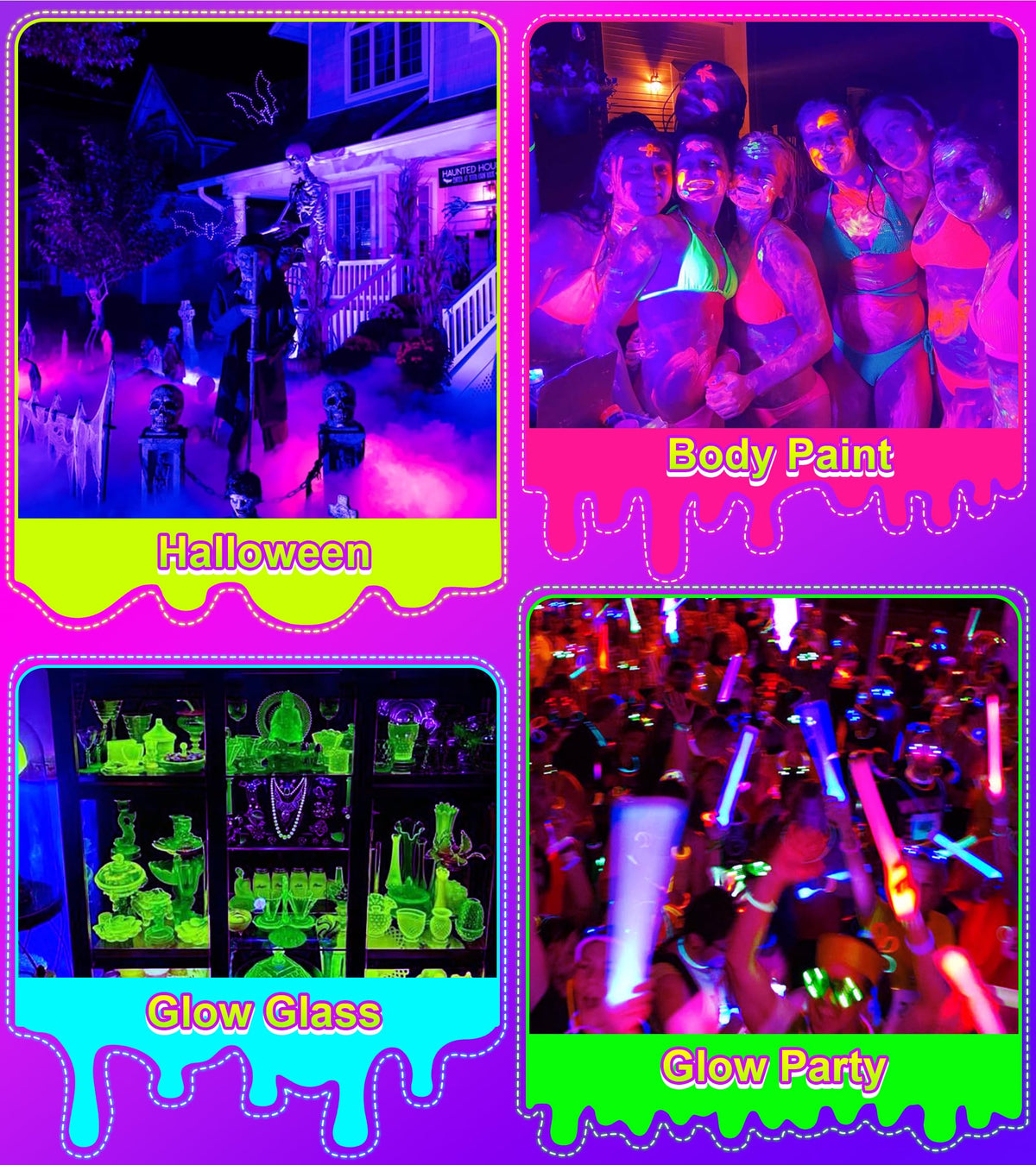 TigQiang 2 Pack 42W LED Black Light Bar, Blacklight with 6FT Cord+Switch+Plug, Glow in The Dark Black Lights Party Supplies,Halloween Lighting Decorations, Fluorescent Poster, Body Paint, Classroom