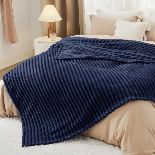 Bedsure GentleSoft Blanket - Cozy Navy Blue California King Size Throw, 102x96 Inches for Ultimate Comfort