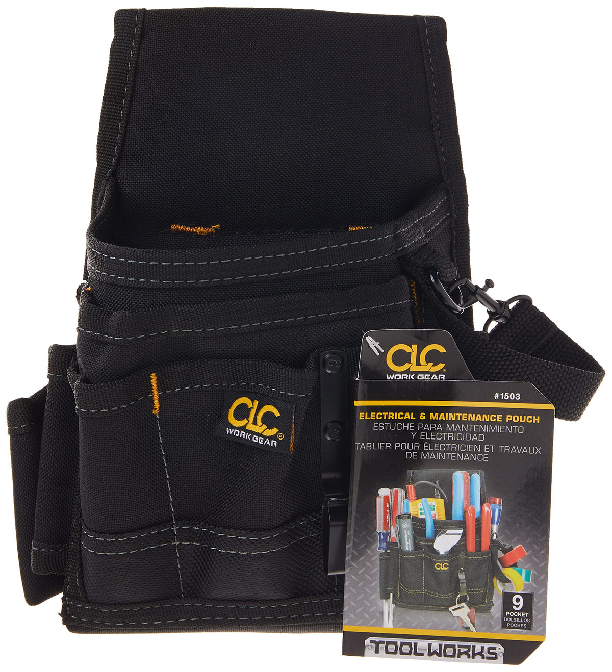 Custom Leathercraft CLC 1503 Small Electrical Maintenance Pouch , Black , 9 POCKET