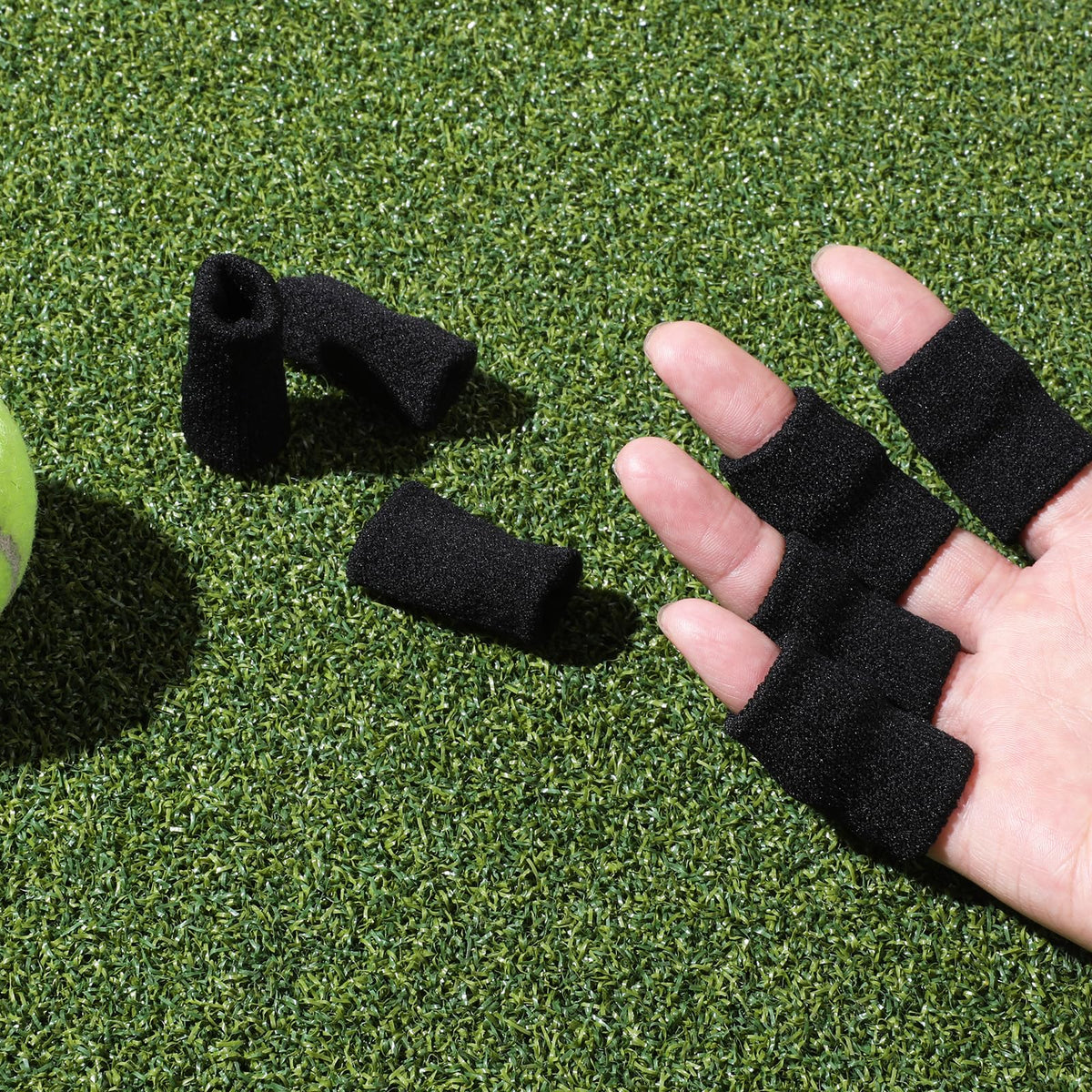 KALIONE 10Pcs Black Sport Finger Sleeves, Finger Sleeves Protectors, Elastic Finger Support Sleeve, Compression Finger Sleeves, Thumb Brace Support for Basketball, Golf