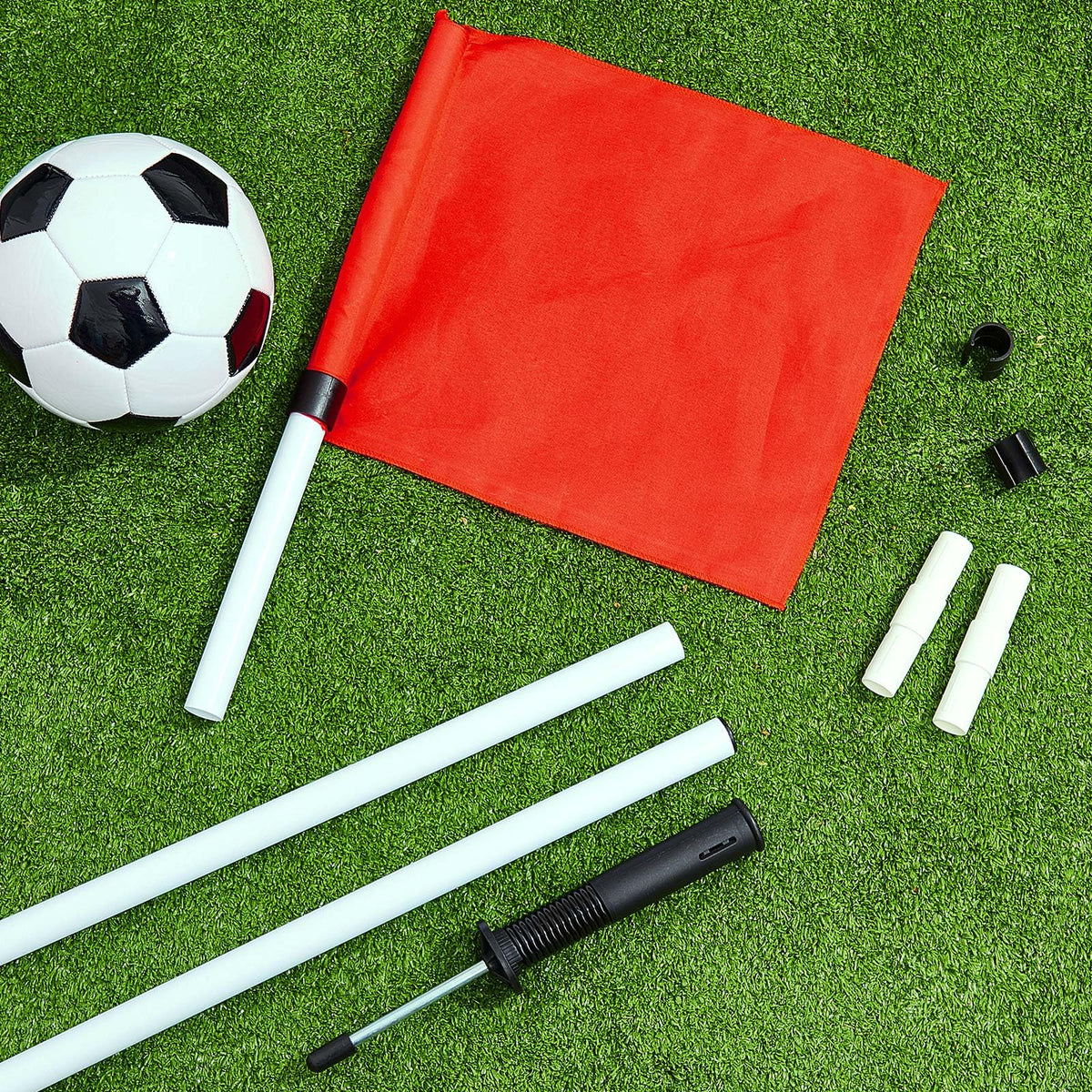 VitalCozy 4 Pcs 2 in 1 Soccer Corner Flags Agility Poles for Field 5 ft Portable Spring Loaded Flags Soccer Poles Dribbling Football Equipment for Training