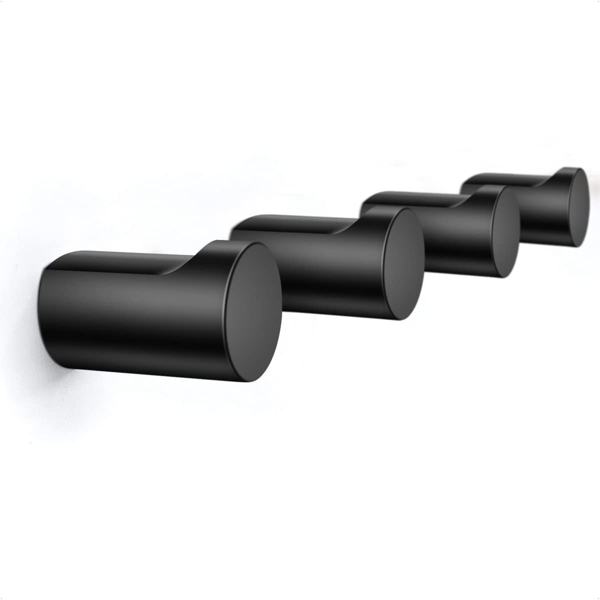 COCOYA 4Pack Metal Wall Hooks, Minimalist Coat Hooks Matte Black Simple Modern Easy Install Wall Mount Heavy Duty Aluminum Mid Century Entryway Bathroom, for Hanging Hat Purses Robe Clothes Backpack