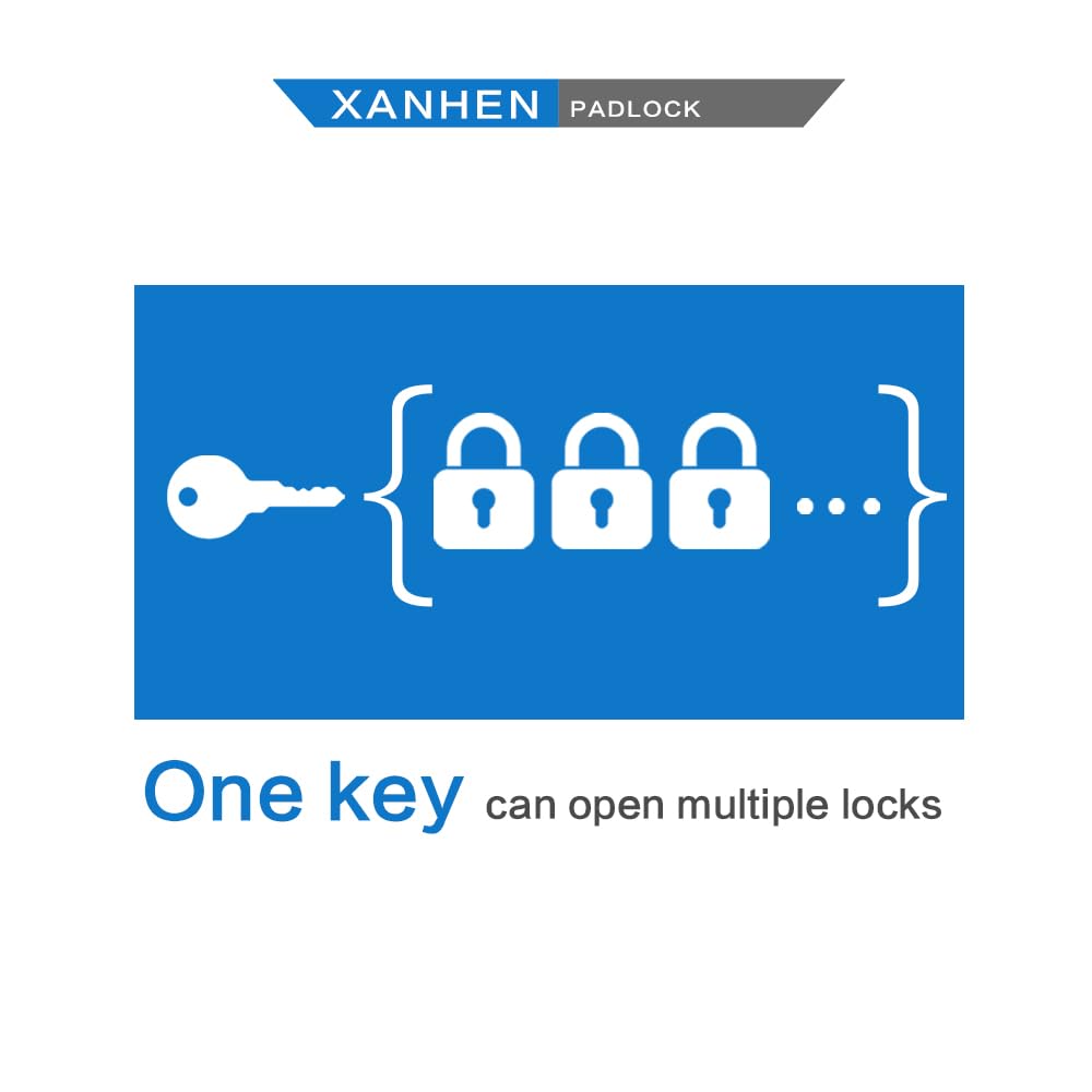 Lock Outdoor Padlocks, Key Lock, Padlocks with Same Key - Laminated Steel Keyed Padlocks with Long Shackle, 6 Pack, for Hasp Latch, Sheds, Fences, Storage Locker, School, Gym