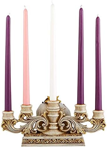 Needzo Advent Candle Holder - Gold Tone Holy Family Nativity Scene | 11 x 6.5 Inches Christmas Decoration