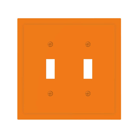 Orange Double Toggle Wall Plate Modern Colored Color Watercolor Mid Century Decorative 2-Gang Light Switch Cover Electrical Receptacle Outlet Face Plate Cover