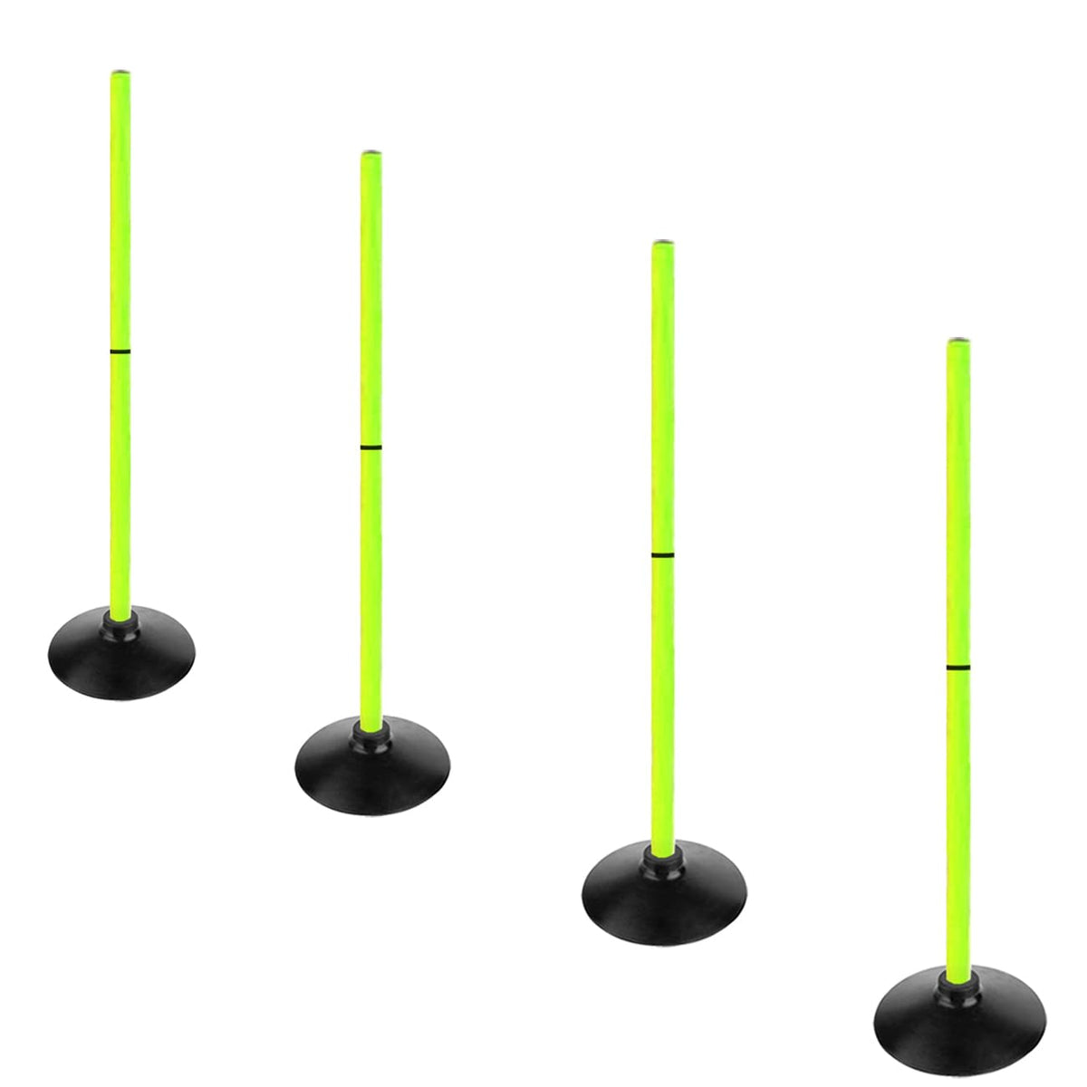 ASENVER Fluorescent Green Soccer Agility Poles Set Detachable Sports Trainning Speed Pole Slalom Poles with Rubber Base Sport Traning Equipment (Pack of 6, 3.3 FT)