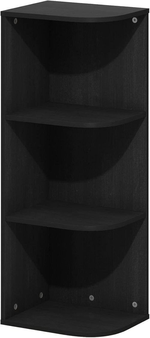 Furinno PASIR 3-Tier Corner Bookshelf - Stylish Open Shelf Bookcase for Organization | Blackwood Finish, 9.3 x 12 x 31.5