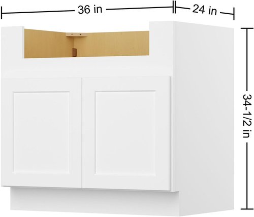 Furinno Shaker Farm Sink Base Kitchen Cabinet - Ready to Assemble, 24"D x 36"W x 34.5"H, White