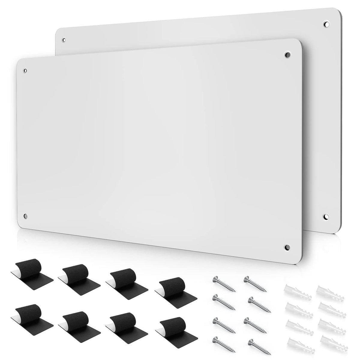 17.7" x 11.8" 2 Pack White Metal Magnetic Board - Magnet Bulletin Board to Display Magnetic Letters Numbers Animal, Poetry, Spice Jars, Notes, Photos, Suitable for Wall, Refrigerator, Cubicle