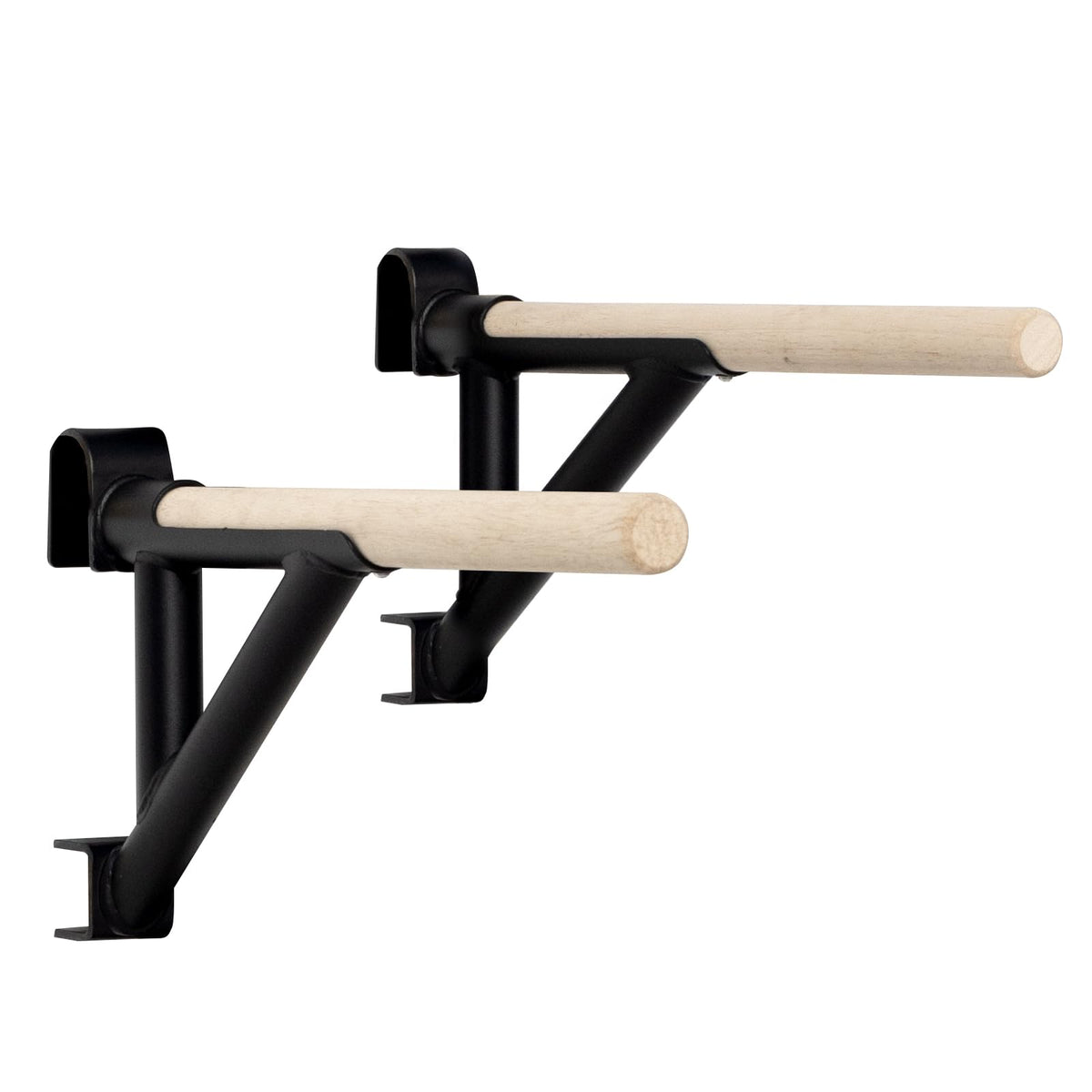 RIOWLAU Swedish Ladder Dip Bar Attachment, Fits TS003A Ladder, Wood Stall Bar for School, Physical Therapy and Gymnastics, Multi-grip (Black, 20"L x 2"W x 11"H)