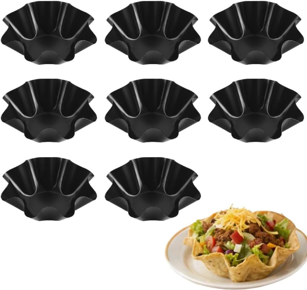 8 Pack Taco Shell Molds - Carbon Steel Tortilla Salad Bowl Maker for Oven Baking | 6.9” Taco Bowl