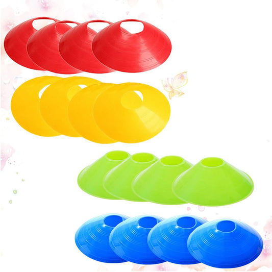 Sewroro 16 Pcs Soccer Training Disc Cone Set, Football Training Marker Tray for Practice and Drills, Multi-Color Plastic Cones for Youth Adult Soccer Sessions