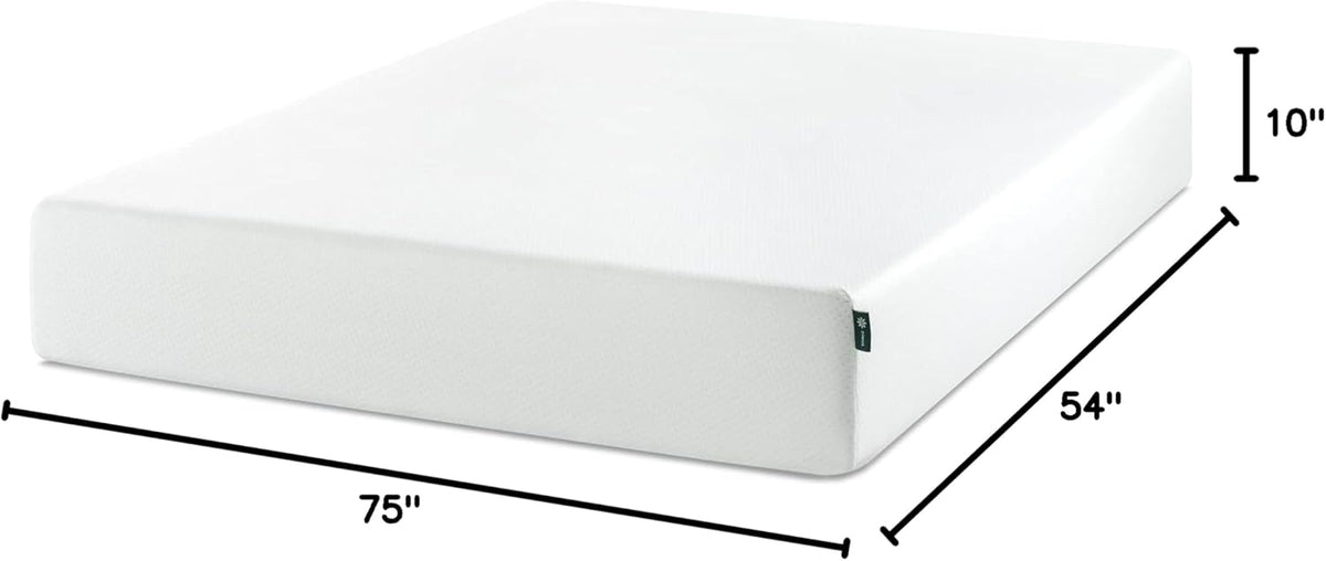 Zinus 10 Inch Full Green Tea Memory Foam Mattress - Medium Firm, Zoned Pressure Relief, Fiberglass Free