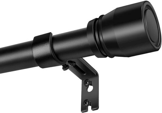 Skiennix 1” Diameter Adjustable Curtain Rod - Heavy Duty Matte Black, Fits 30-170 Inch Windows