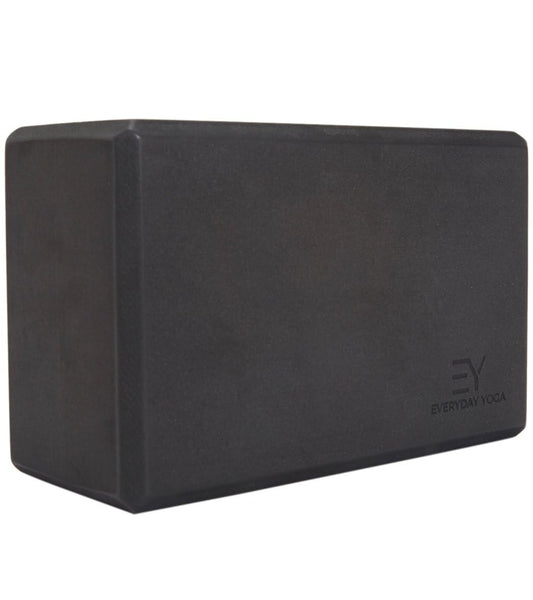 Everyday Yoga Foam Yoga Block 4 Inch - High-Density EVA Support Block for Stability, Balance & Flexibility, Lightweight, Durable & Comfortable - Black