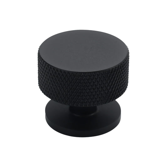 Alzassbg Matte Black Knurled Round Cabinet Knobs 10 Pack, AL6023MB