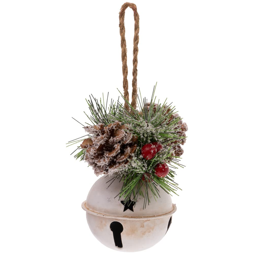 Boston International Christmas Winter Holiday Garland Bell Tree Ornament, Small, White