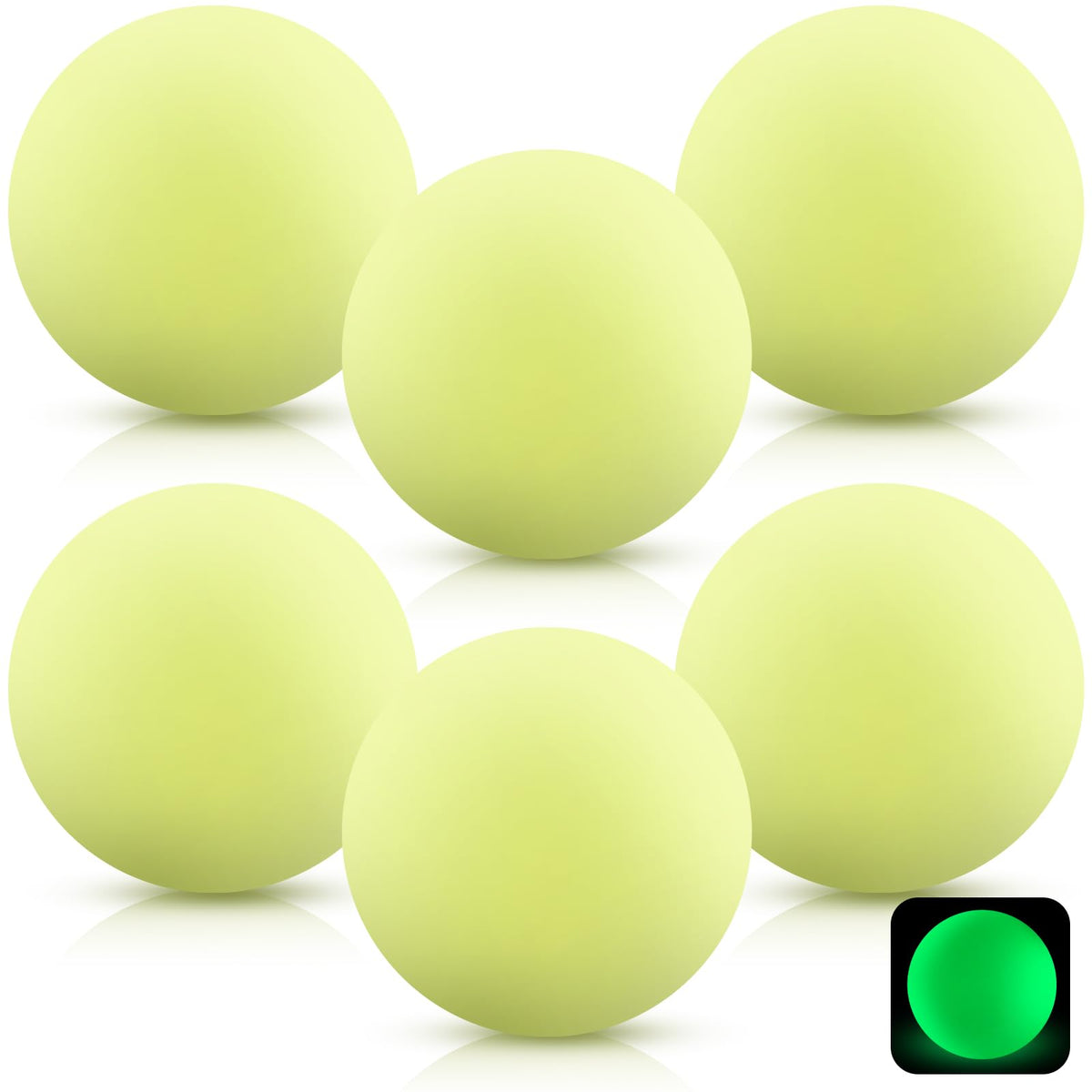 Soulchen 6 Pack Glow in The Dark Lacrosse Ball Official Size Night Practice Training Sport Ball for Indoor Outdoor Sports Gifts (Green)