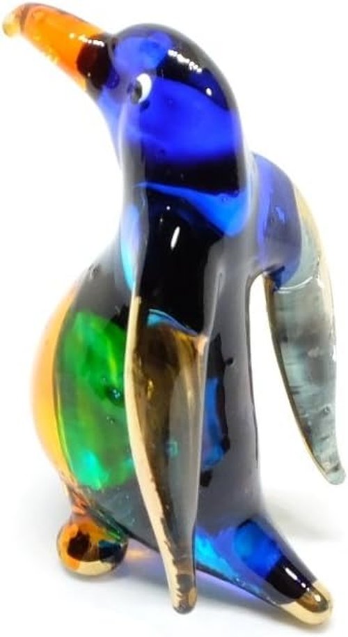 Handmade Mini 2.25" Penguin Figures Blown Glass Art/Miniature Ocean Animals/Fantasy Collectible Figurines Gift Ideas/Tiny Ornament Cool Stuff Decor No.1