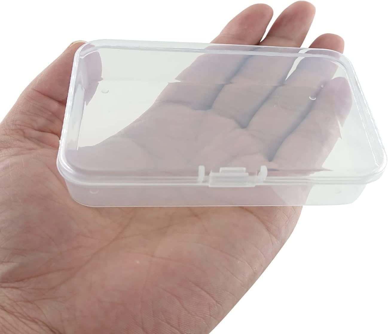 MFDSJ Mini Plastic Storage Containers - 12 Pcs Clear Rectangle Boxes with Lids | 4.5x3.4 Inches for Small Items