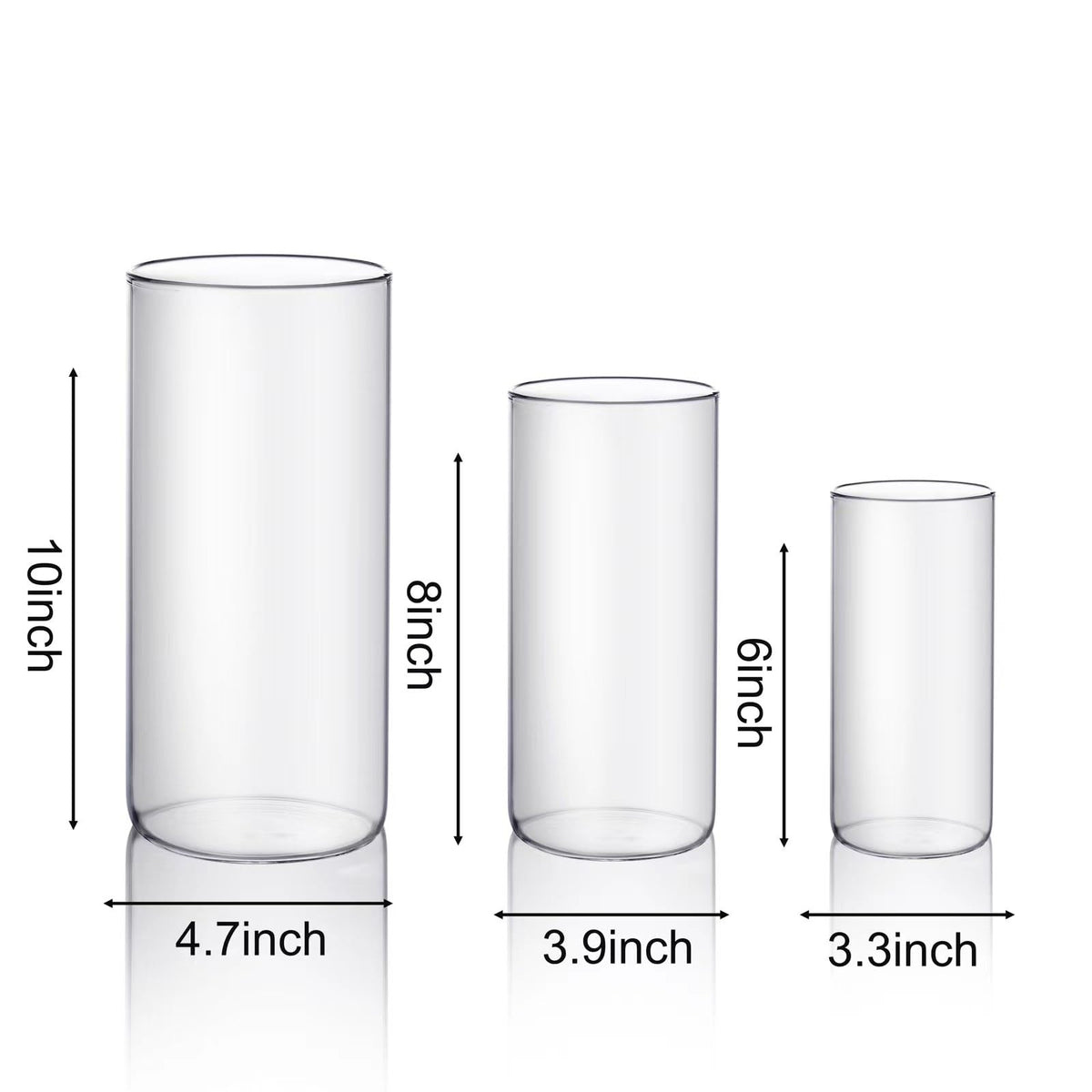 PHOSPHOR Hurricane Candle HoldersFor Pillar Candle Clear Glass Cylinder Centerpieces Vases Table Decoration Centerpiece Floral Room Decor Clear Seeded Bubbles Living Dining Kitchen 3 Pieces