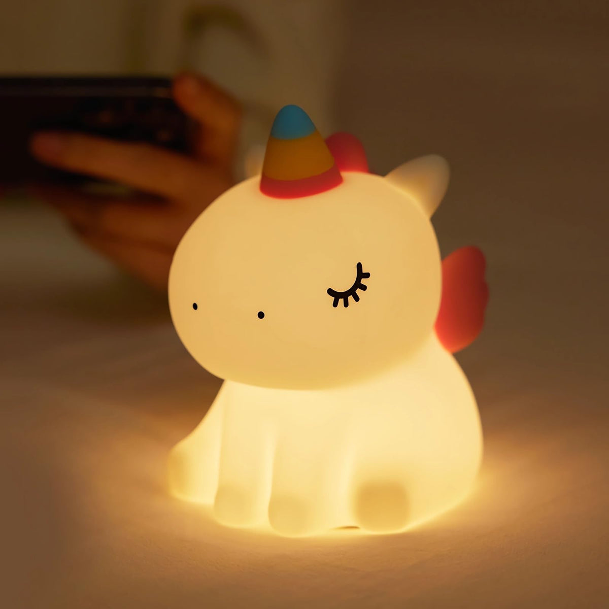 Night light for kids,Cute Unicorn Lamp, 3-Level Dimmable USB Rechargeable Lamp with Timer, Soothing Animal Toy for Nursery Bedroom Dorm Decor, Gift for Boys Girls Teens Adults (Birthday Christmas)