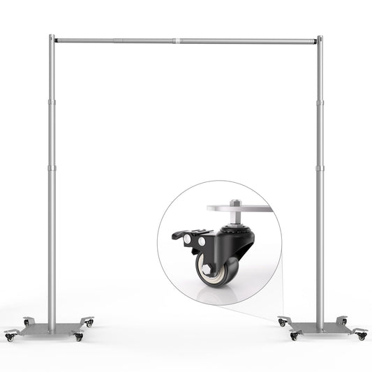 EMART Pipe and Drape Backdrop Stand Kit, Heavy Duty Adjustable Photo Background 10ftx10ft with Wheels, Metal Frame with Flat Base for Photography Wedding Party Decorations