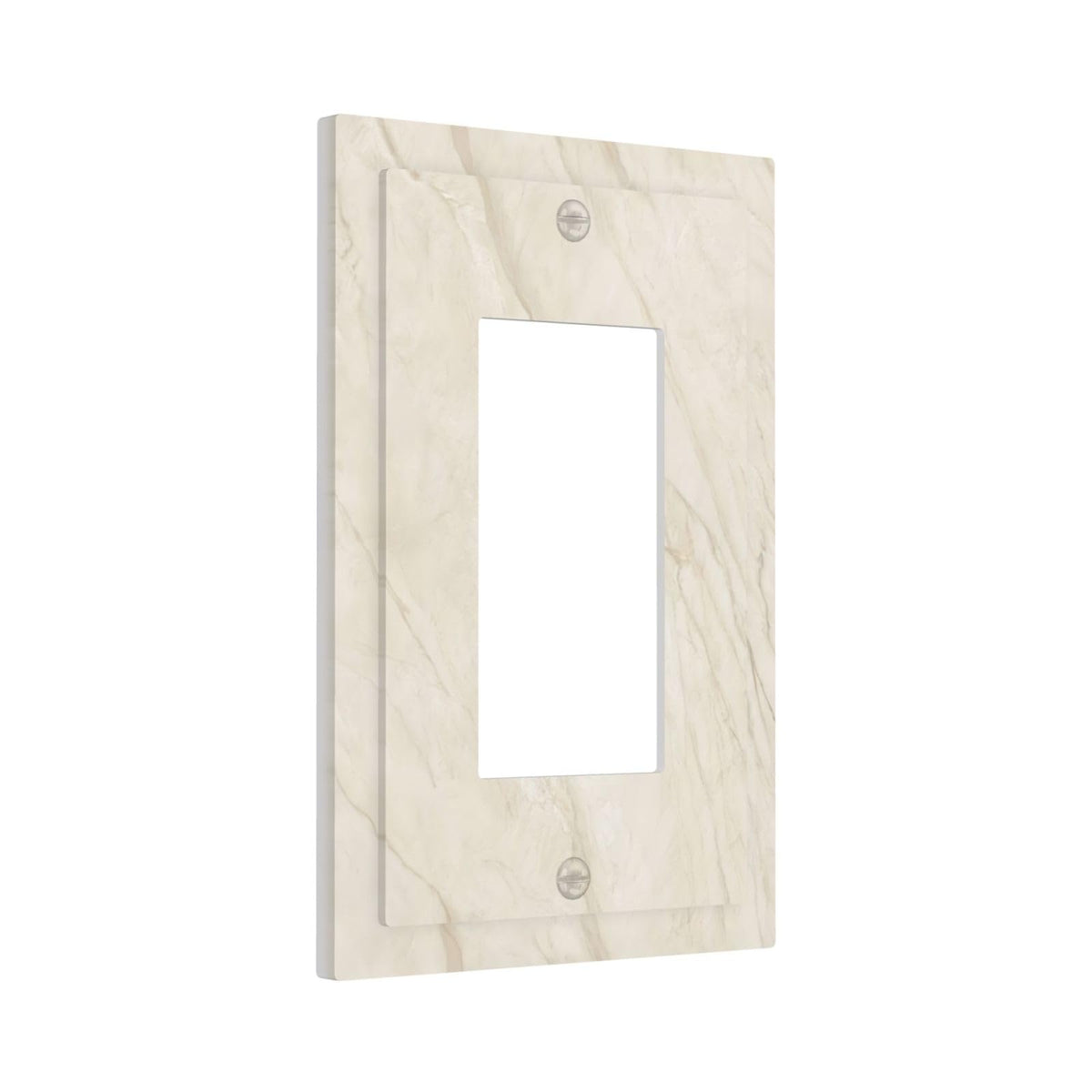 White Taupe Marble Abstract Luxury Decorative Outlet Covers 1 Gang Single Rocker Light Switch Cover Plate Wall Plates GFCI Faceplate for Bathroom Kitchen Home Decor
