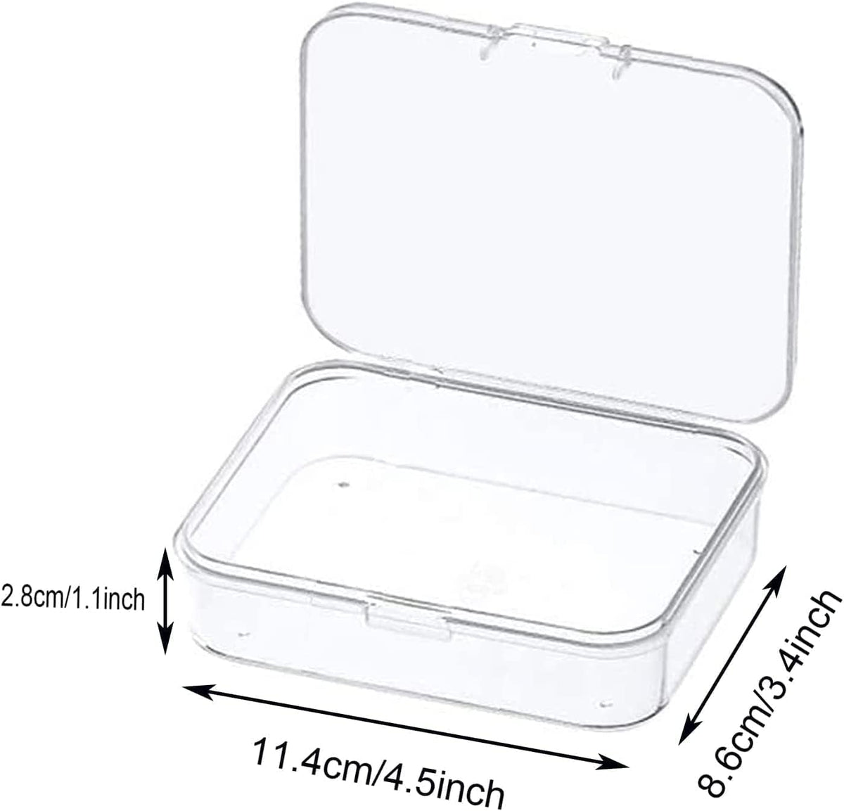 MFDSJ Mini Plastic Storage Containers - 12 Pcs Clear Rectangle Boxes with Lids | 4.5x3.4 Inches for Small Items